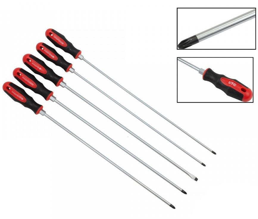 UTC Tools 800024-UTC extra hosszú csavarhúzó készlet (lapos, Phillips, pozidriv), 5 részes termék fő termékképe