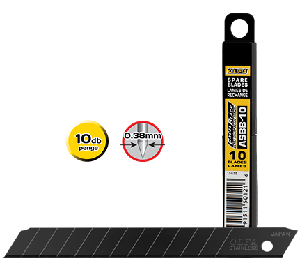 Olfa ASBB-10 tördelhető penge, fekete, 9 mm, 10 db/csomag termék fő termékképe